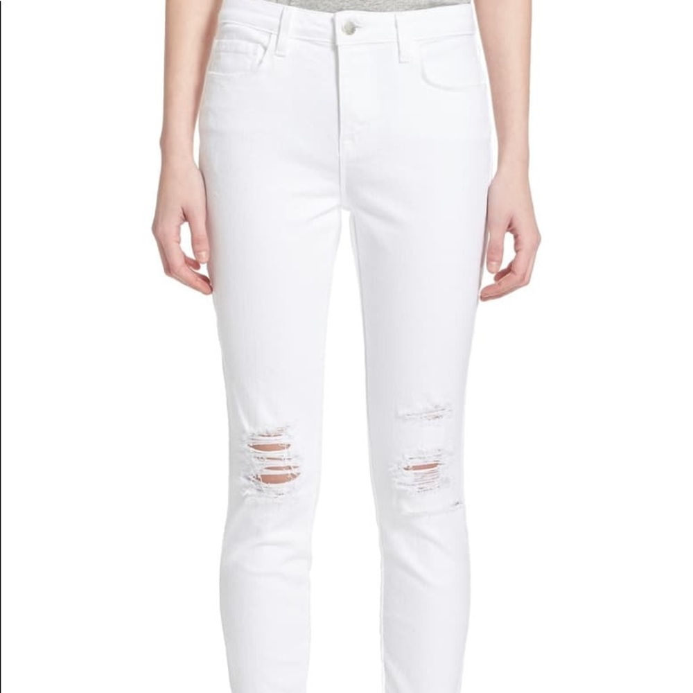 L’Agence Margot Skinny White Distressed Jeans